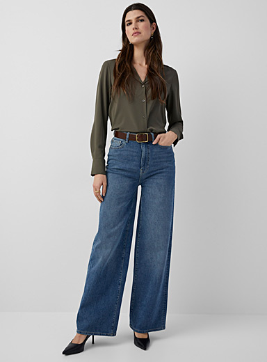 Coloured wide-leg cropped jean