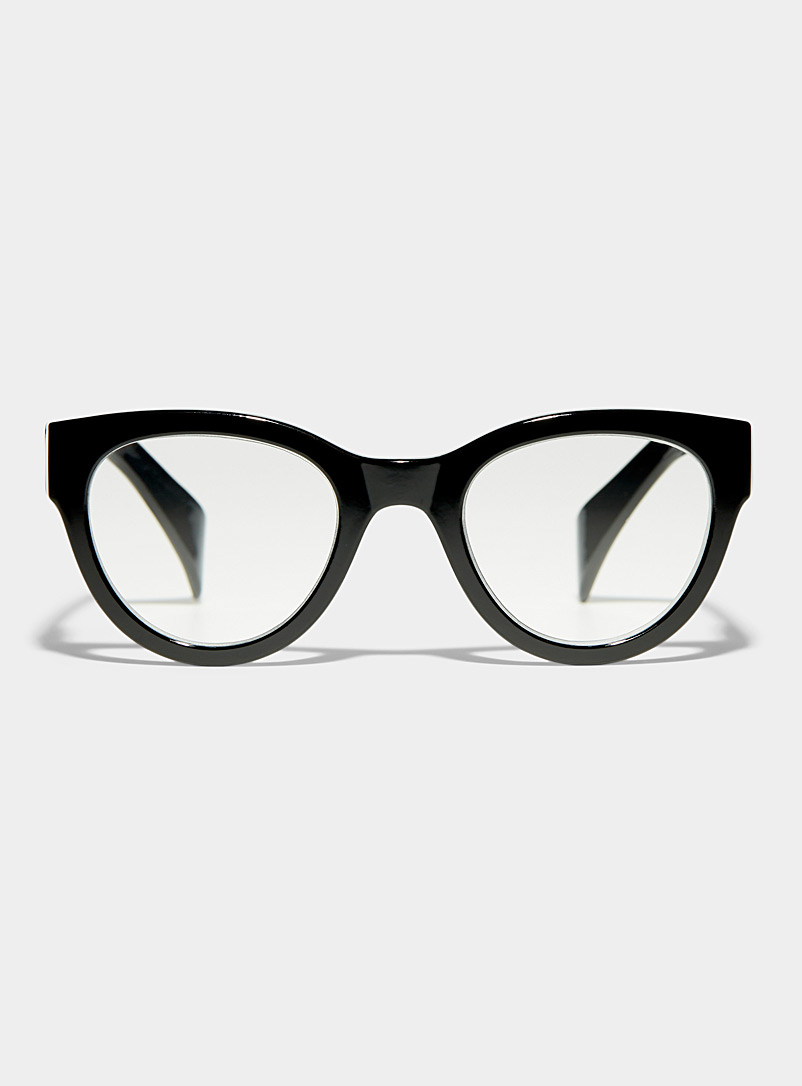 Simons Black Deep black round reading glasses for women