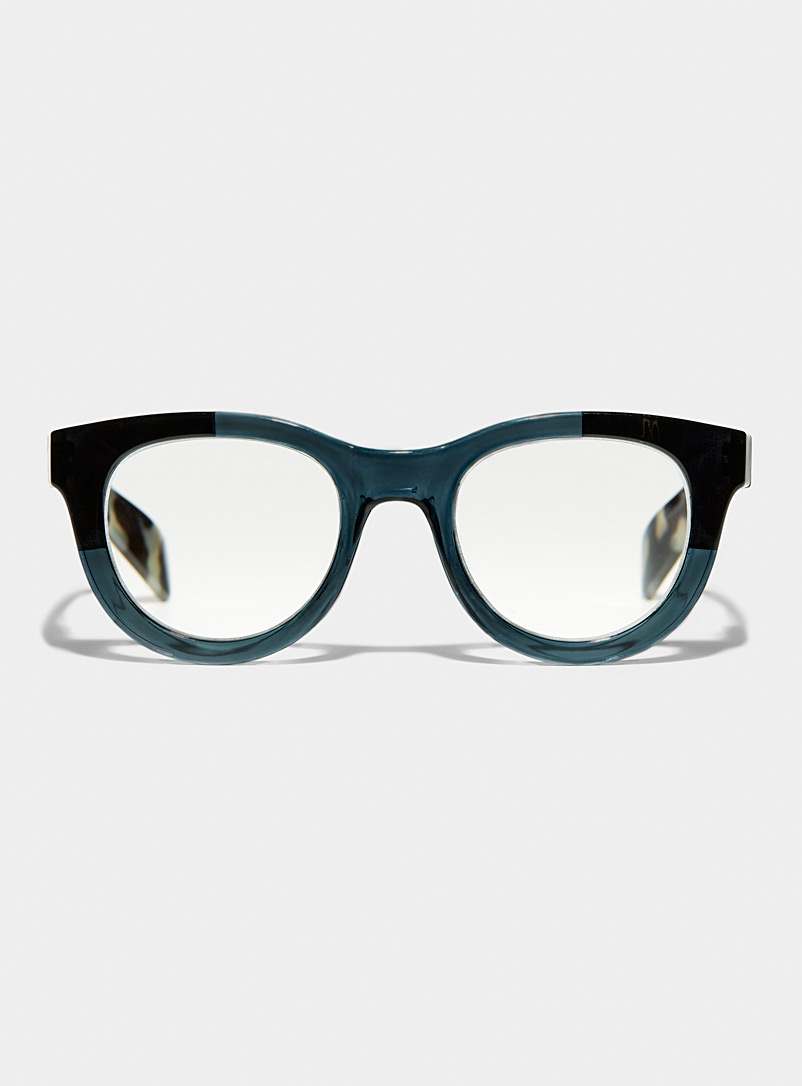 Simons: Les lunettes de lecture composition cendrée Noir à motifs pour femme