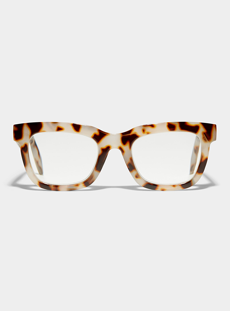 Simons: Les lunettes de lecture rectangulaires mouchetées Brun pâle-taupe pour femme