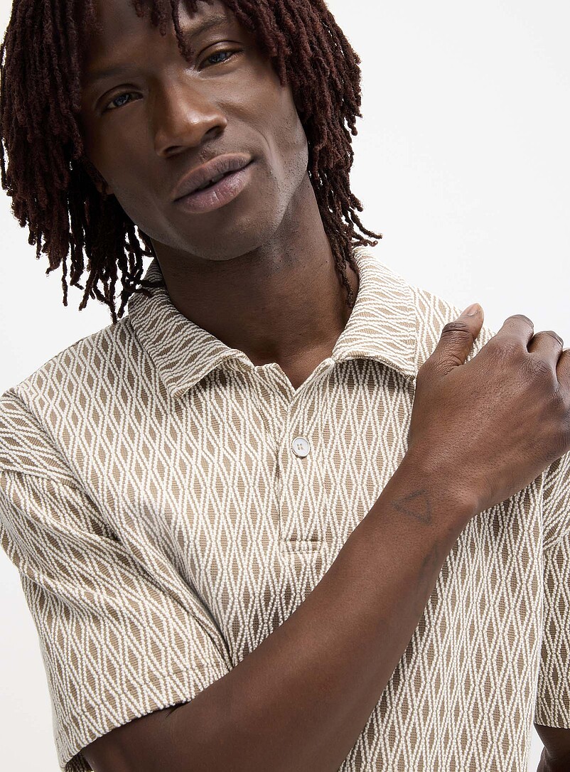 Le 31 Sand Diamond jacquard polo <b>Comfort fit</b> for men