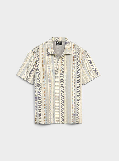 Le 31 Assorted beige Nomad jacquard polo <b>Comfort fit</b> for men