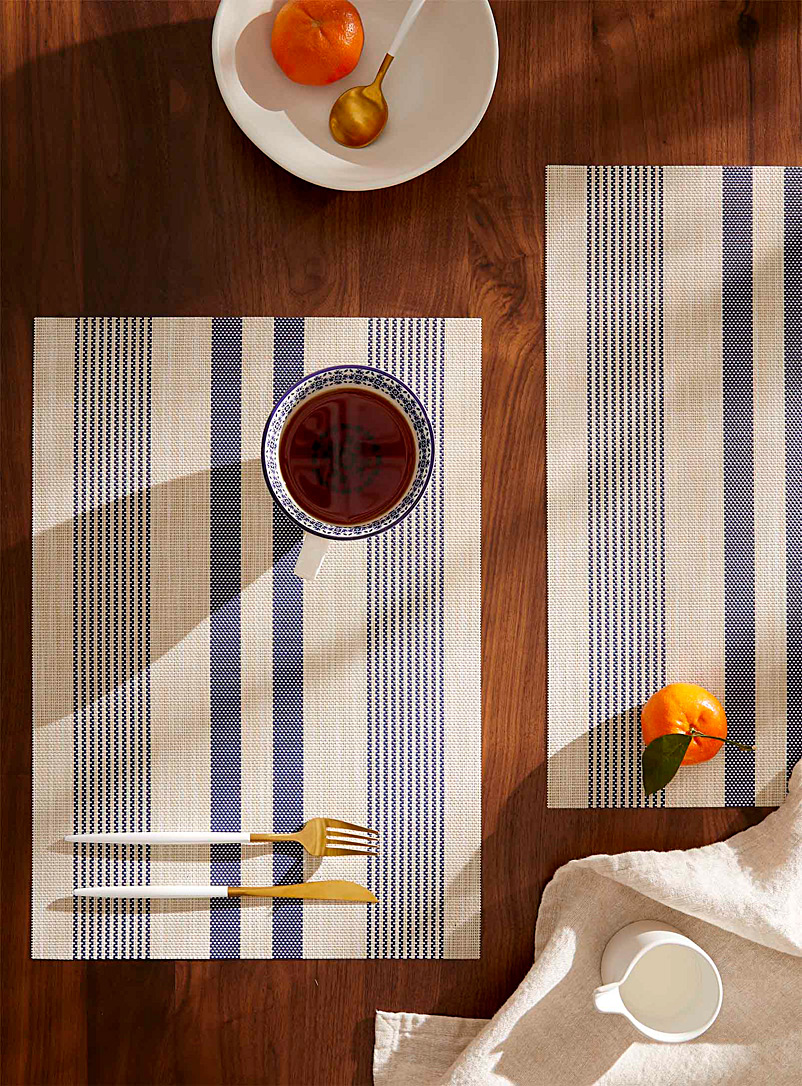 Simons Maison Navy/Midnight Blue Maritime stripes vinyl placemats Set of 2