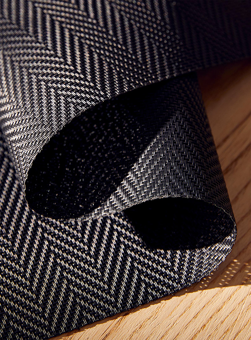 Simons Maison: Les napperons vinyle chevrons noirs Ensemble de 2 Noir