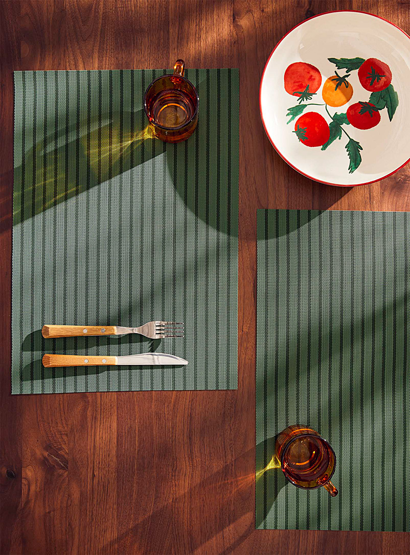 Simons Maison Patterned Green Vacation stripe vinyl placemats Set of 2