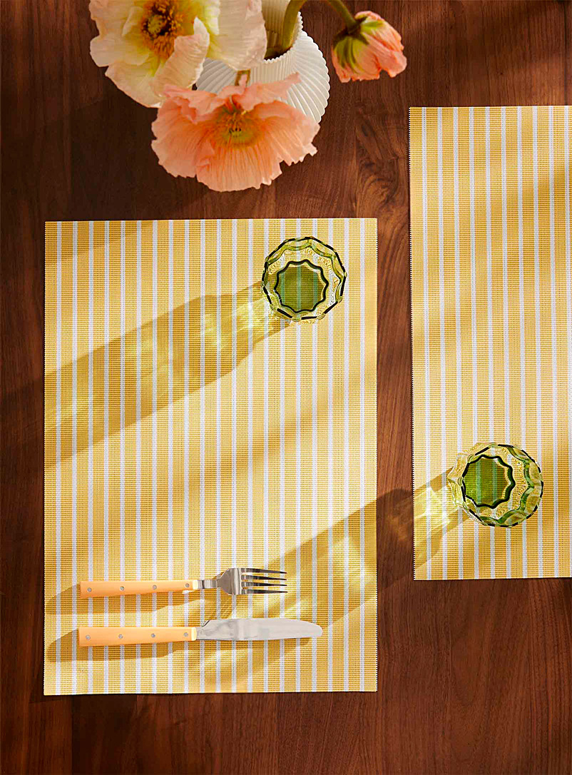 Simons Maison Patterned Yellow Vacation stripe vinyl placemats Set of 2