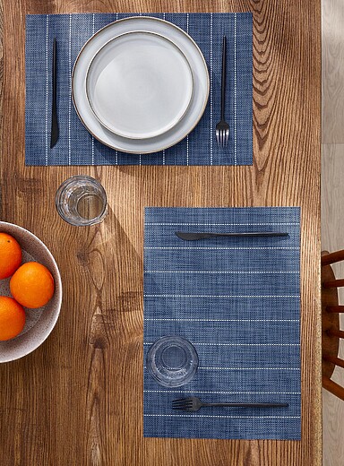 Wide stripes vinyl placemats Set of 2
