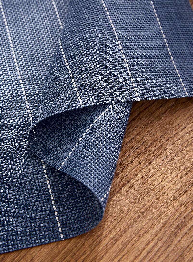 Simons Maison: Les napperons vinyle larges rayures Ensemble de 2 Bleu &agrave; motifs