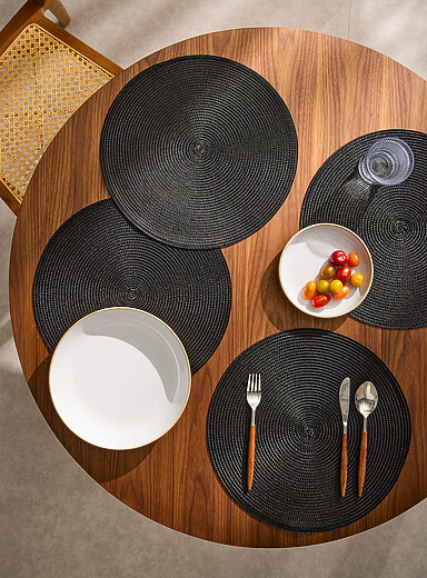 Simons Maison: Les napperons tress&eacute;s monochromes Ensemble de 4 Bleu marine - Bleu nuit