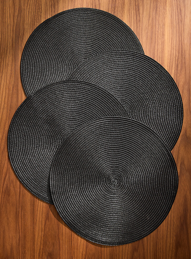Simons Maison: Les napperons tress&eacute;s monochromes Ensemble de 4 Bleu marine - Bleu nuit