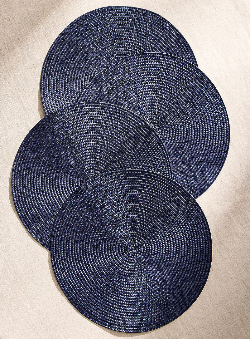 Simons Maison: Les napperons tress&eacute;s monochromes Ensemble de 4 Bleu marine - Bleu nuit