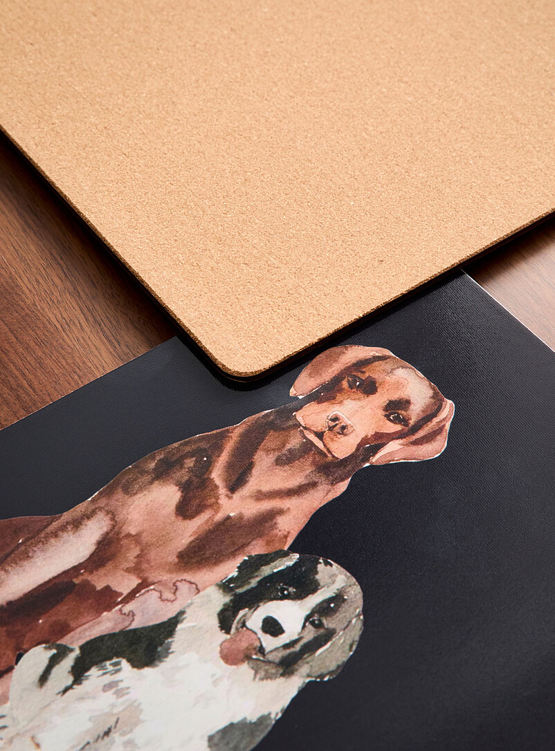 Simons x Mira: Les napperons lamin&eacute;s sur li&egrave;ge chiens Ensemble de 4 <b>En soutien &agrave; la Fondation Mira</b> Noir &agrave; motifs