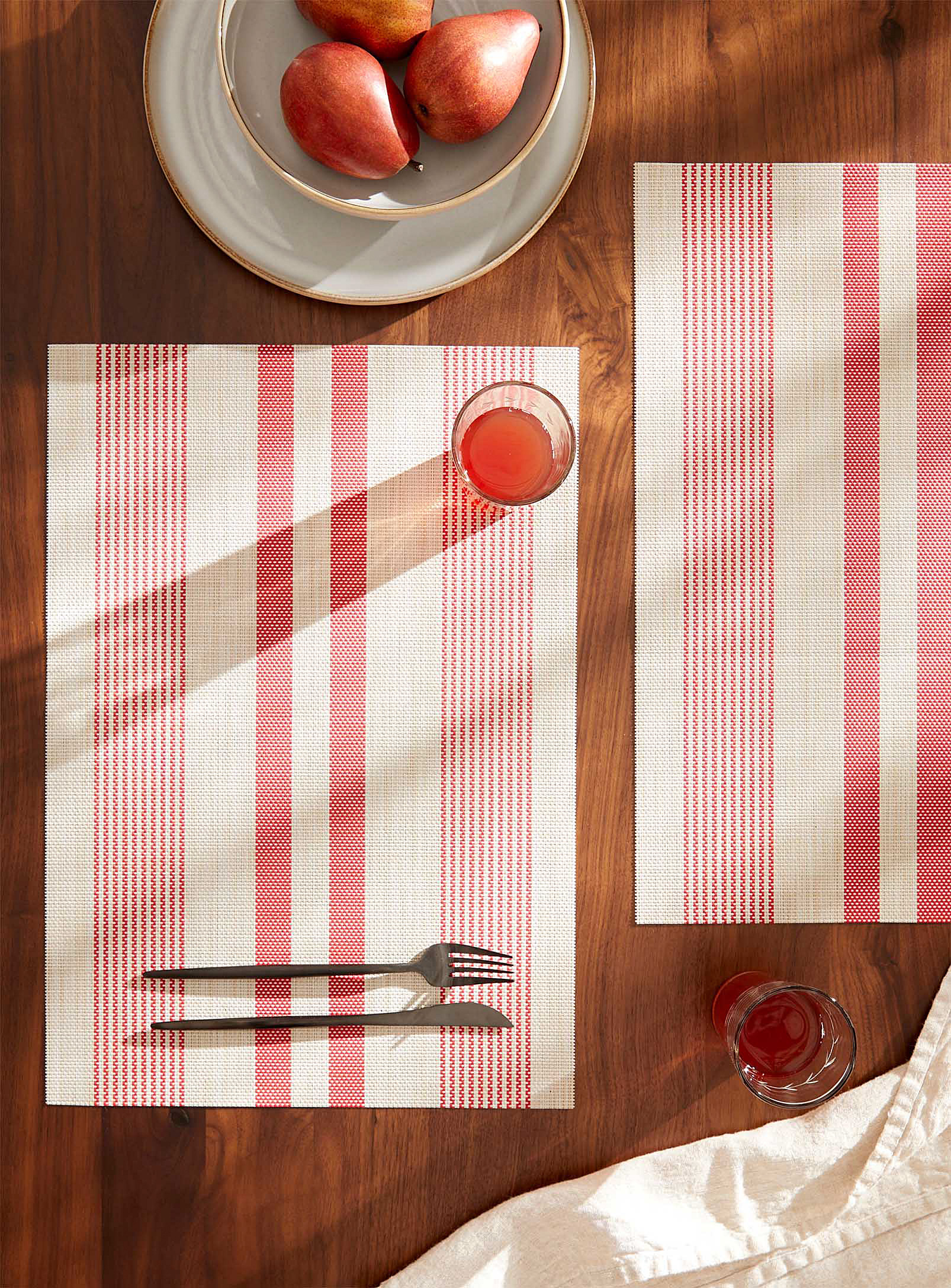 Simons Maison Nautical Stripes Vinyl Placemats Set Of 2 In Red