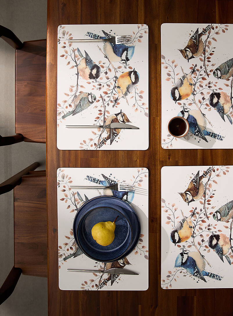 Forest birds laminated cork placemats Set of 4 product image (primary)
