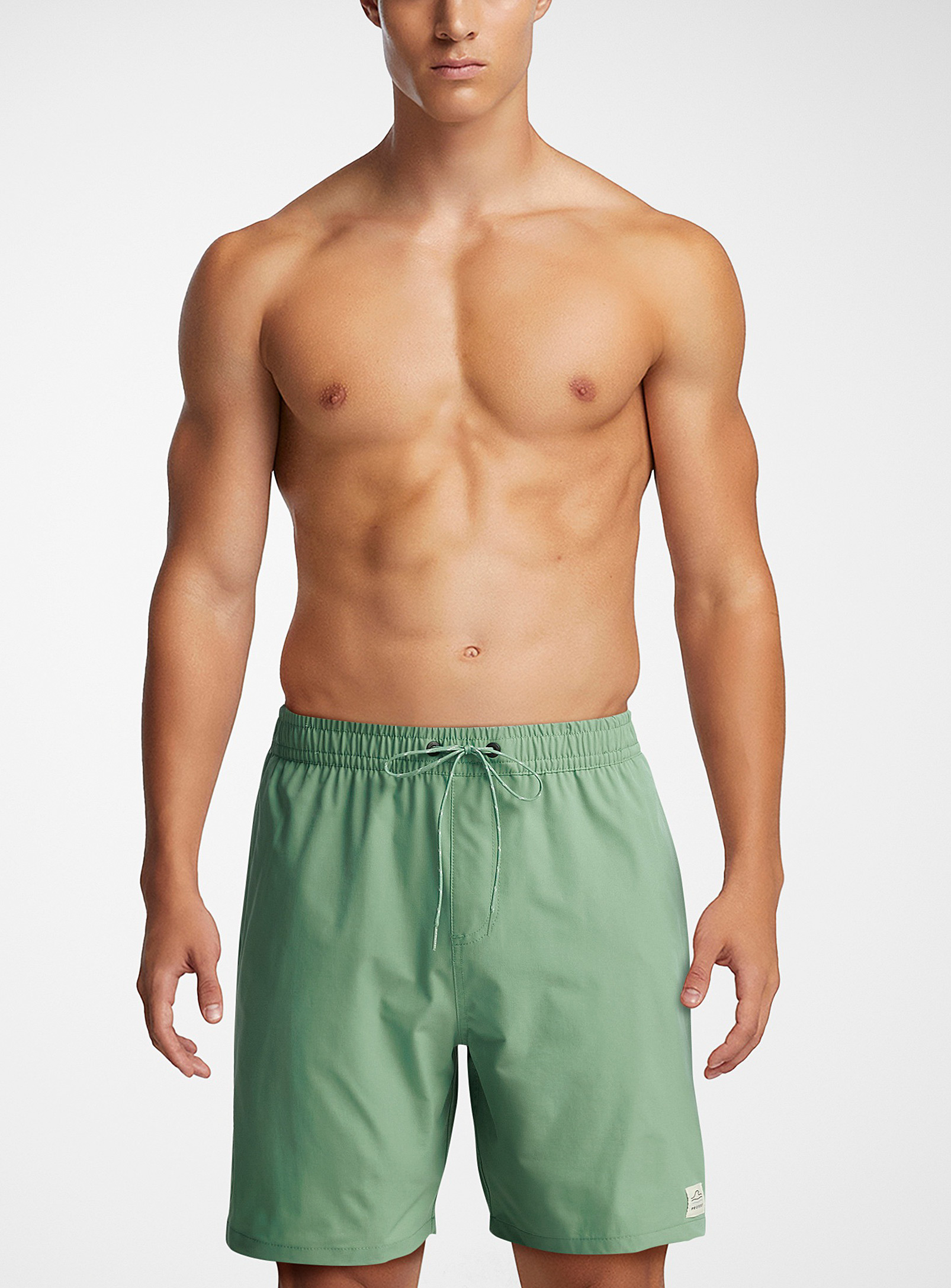 I.fiv5 Solid Long Swim Trunk In Green