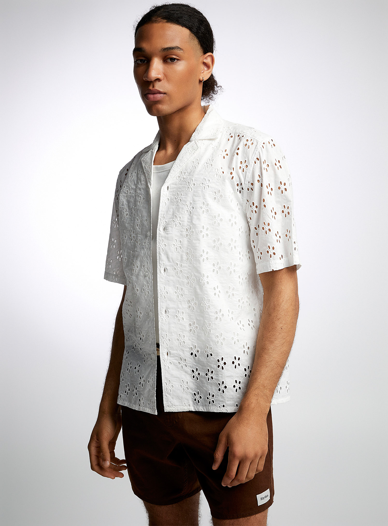 Djab Broderie Anglaise Camp Shirt In White