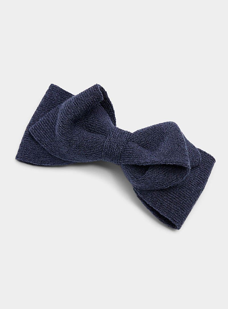 Simons Indigo/Dark Blue Knit bow oversized barrette for women