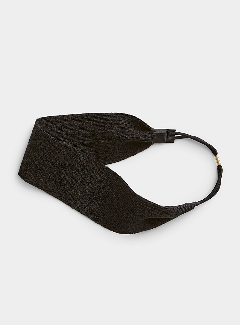 Simons Black Solid knit headband for women