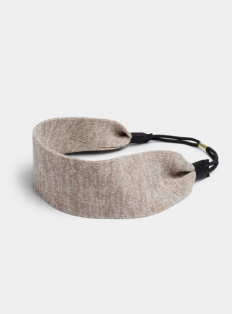 Simons Ivory/Cream Beige Solid knit headband for women