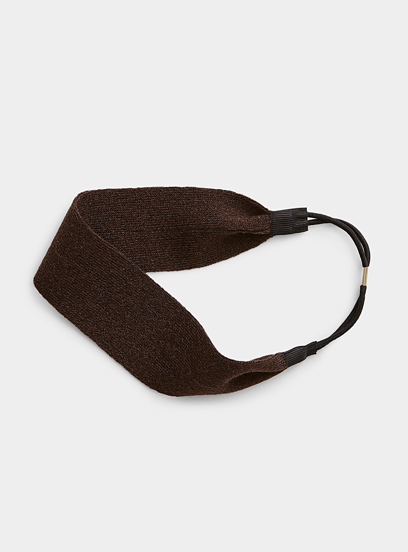 Simons Dark Brown Solid knit headband for women