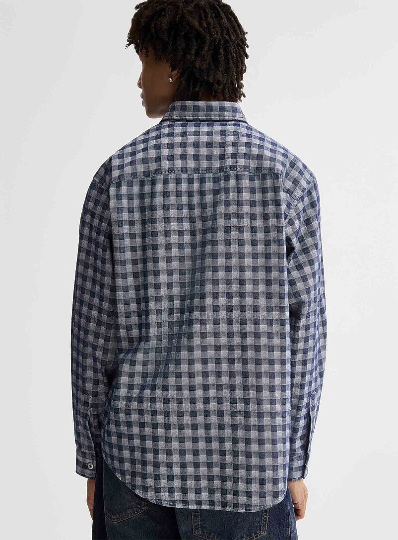 HUGO Blue Indigo gingham twill shirt for men