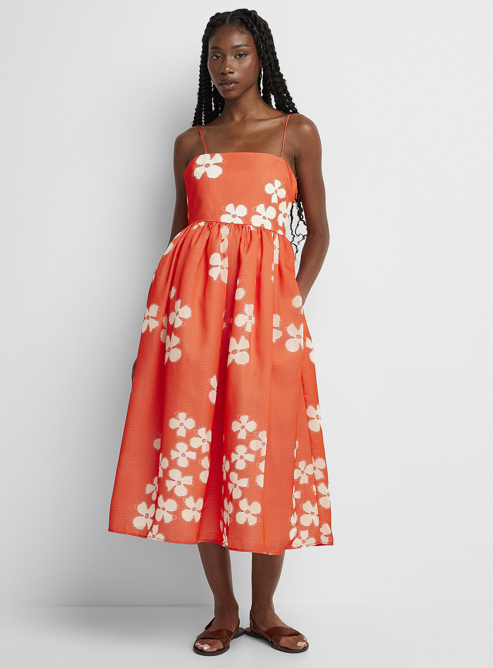 stine goya orange dress Stine Goya Striped Knitted Midi Dress | Orange