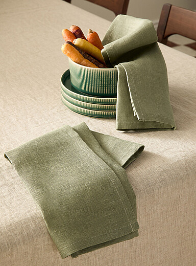 Eucalyptus green pure linen napkins Set of 2