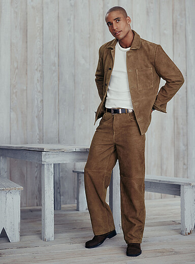 Le 31 Camel Suede 5-pocket pant <b>New York fit - Straight</b> for men