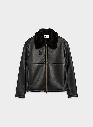 Le 31: La veste mouton retourn&eacute; noir obscur <b>Capsule Le 31 Studio</b> Noir pour homme