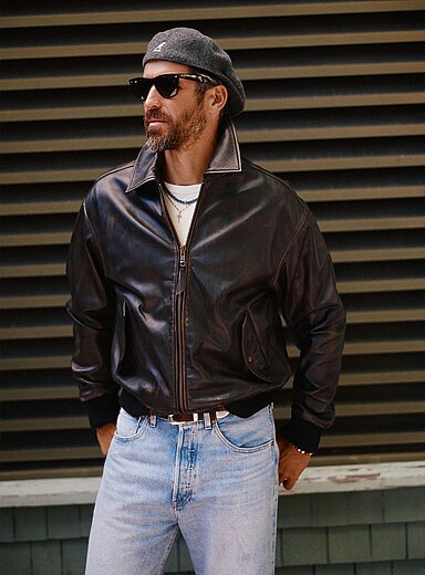 Le blouson cuir effet vieilli