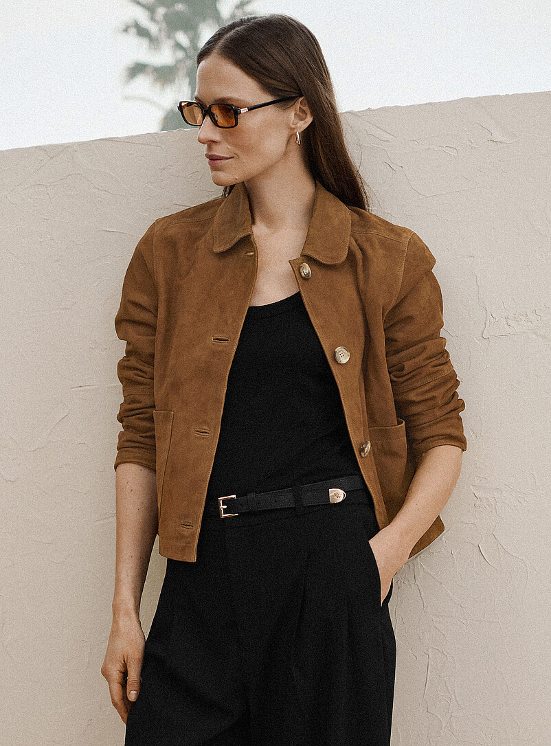 Buttoned genuine suede jacket product image (primary)