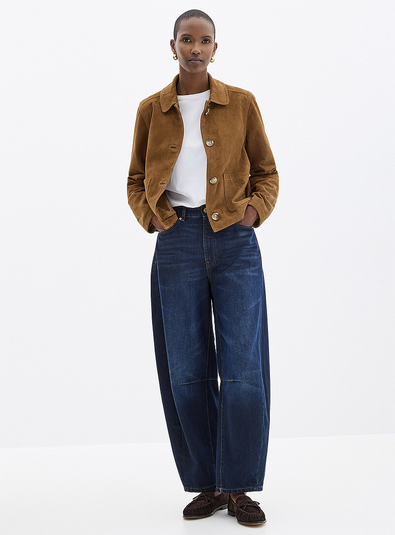Buttoned genuine suede jacket product image 2
