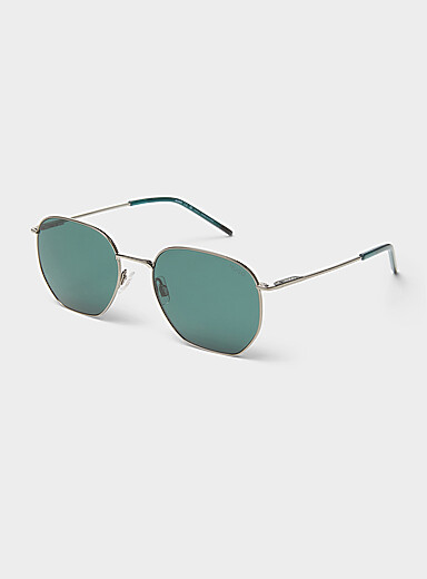 Dark-green geometric sunglasses