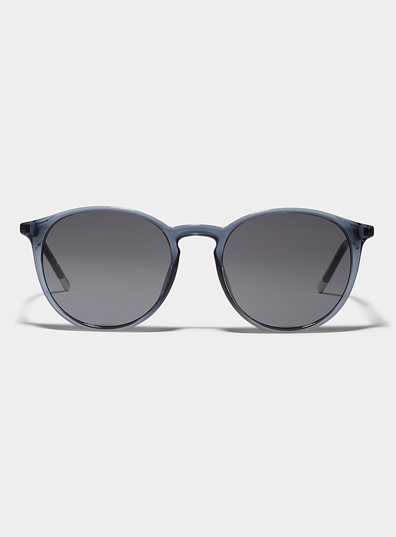 HUGO Blue Blue-grey round sunglasses for men