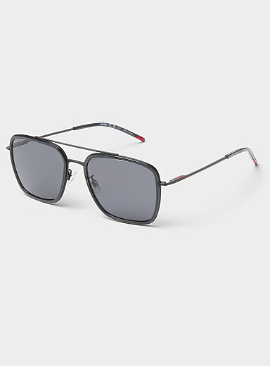 Black metallic aviator sunglasses
