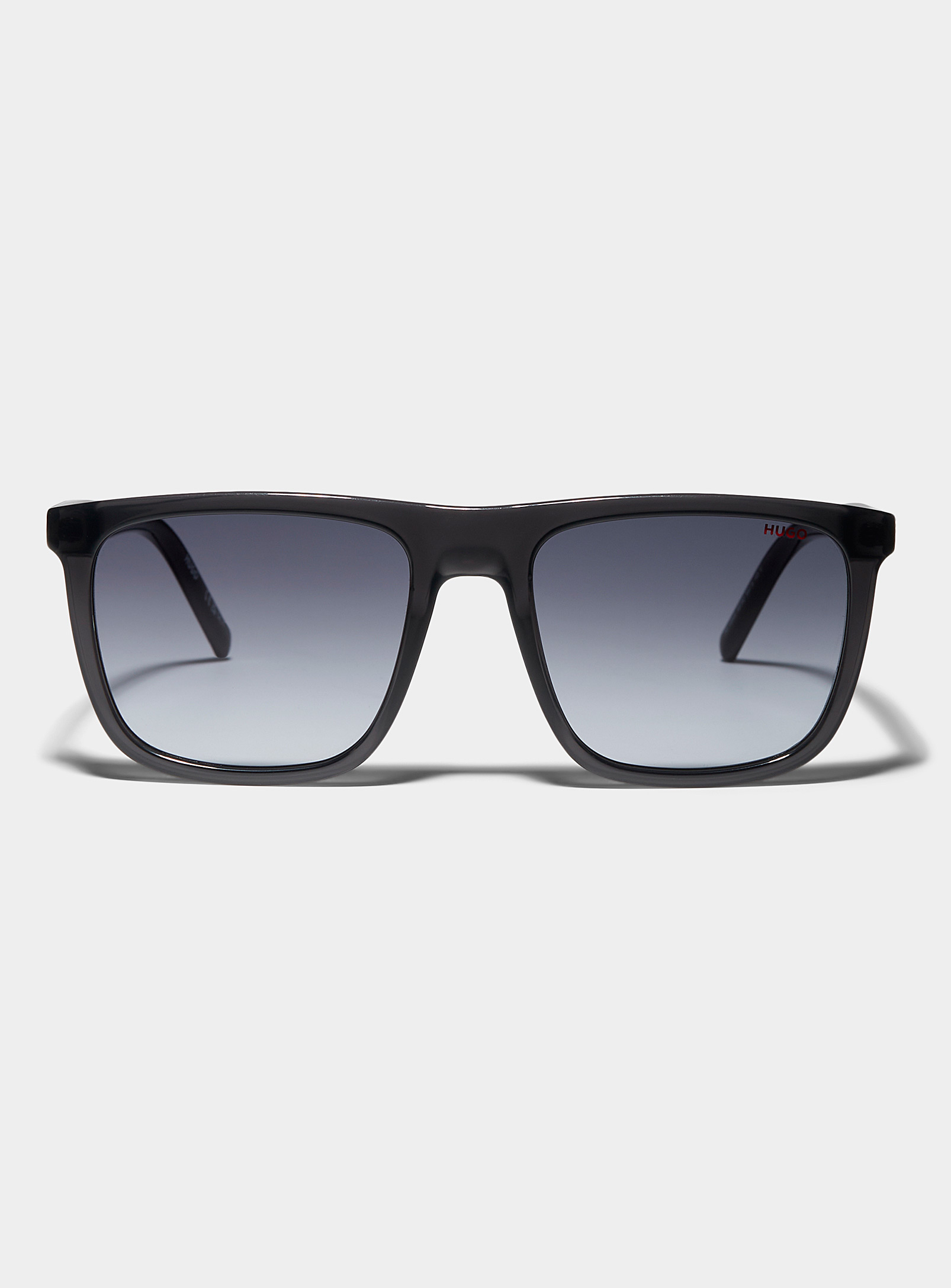 Hugo Textured Temple Square Sunglasses In Black