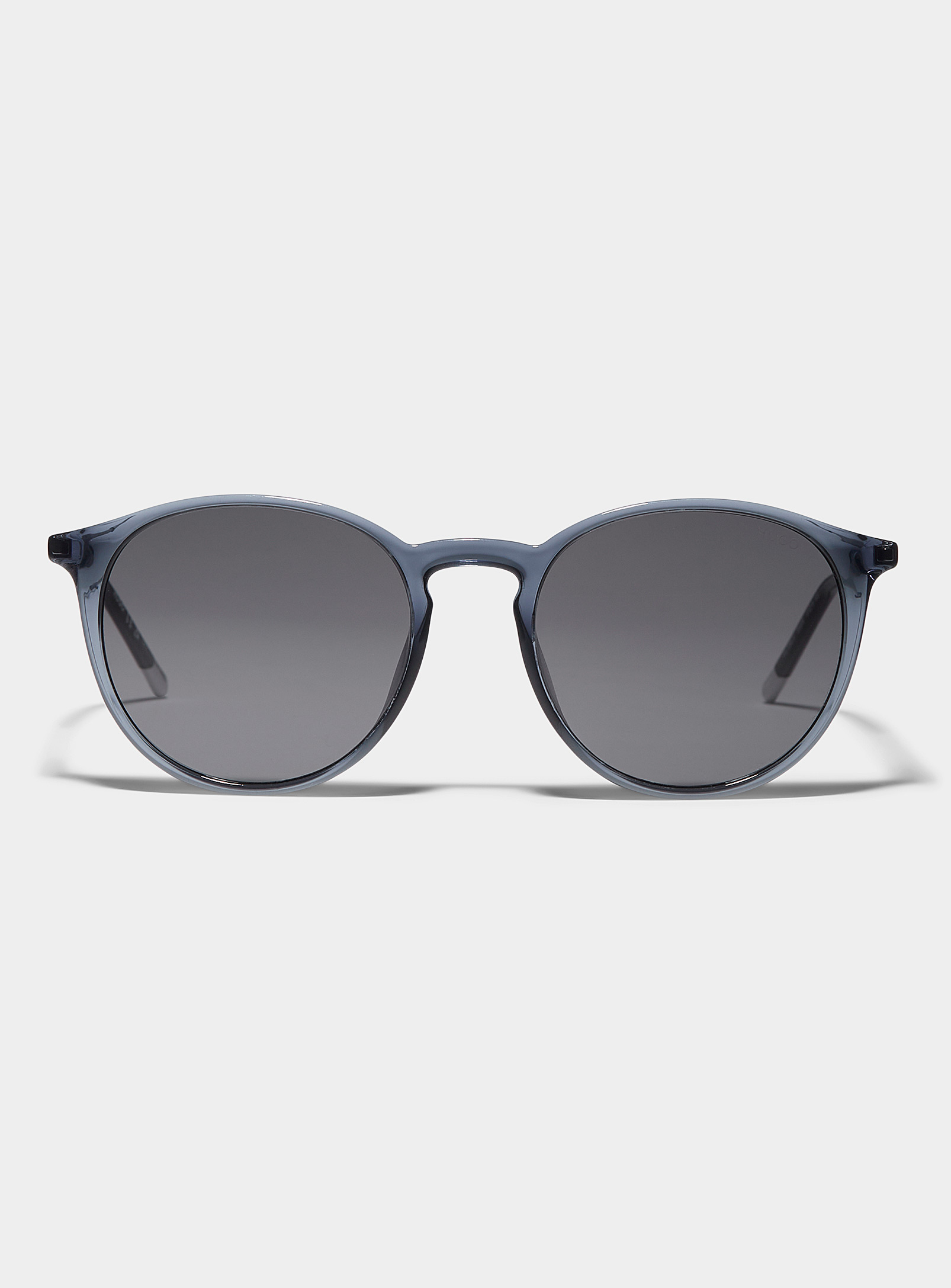 Hugo Blue-grey Round Sunglasses In Gray