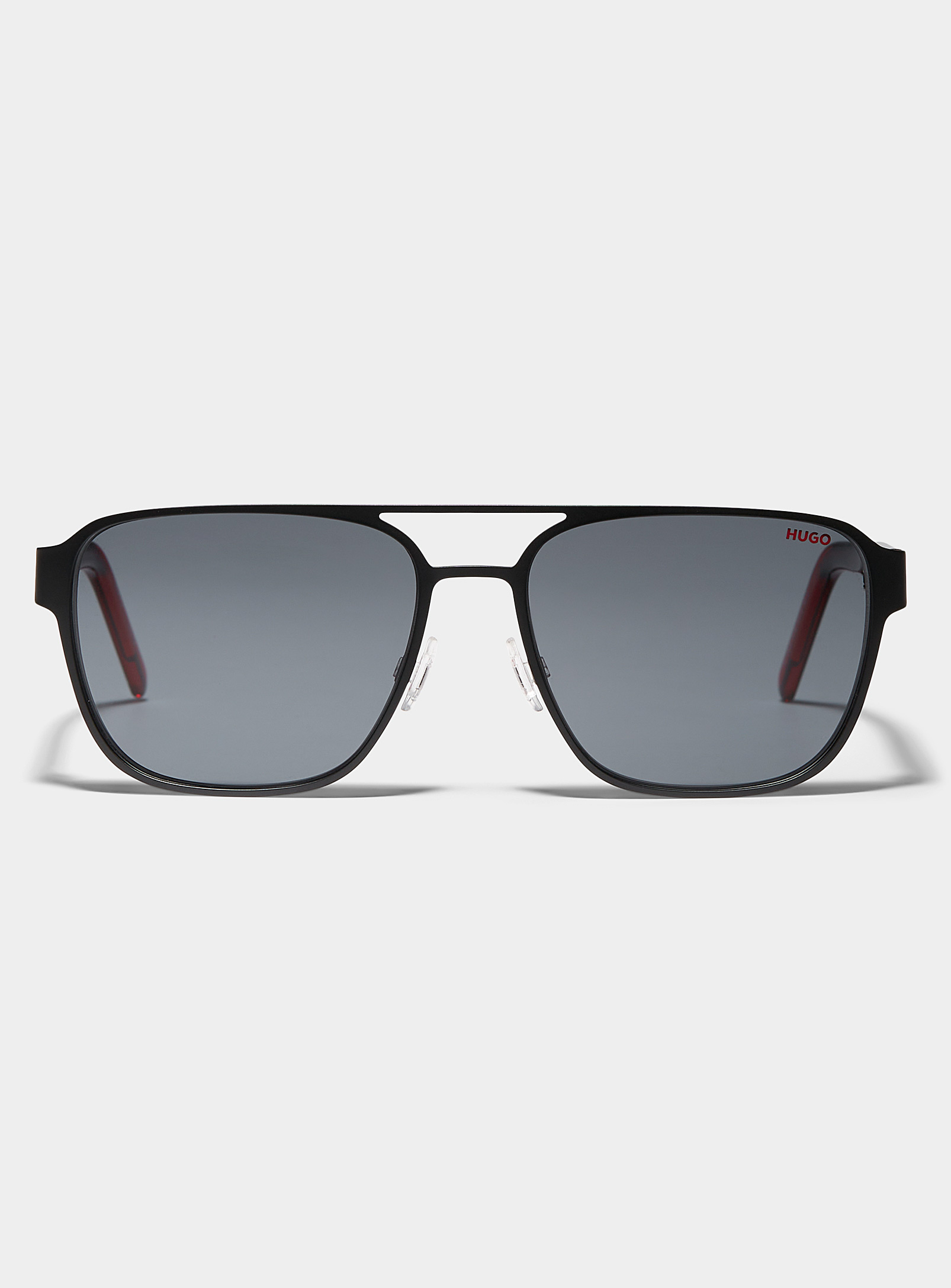 HUGO - Men's Red-and-black temple aviator sunglasses