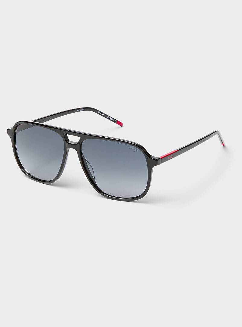Black acetate aviator sunglasses product image (primary)