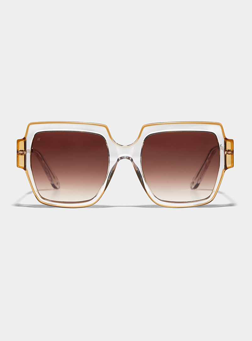 Jimmy Fairly: Les lunettes de soleil carrées Isla Beige crème pour femme