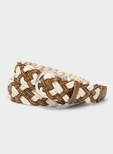 Leather and fabric braided belt