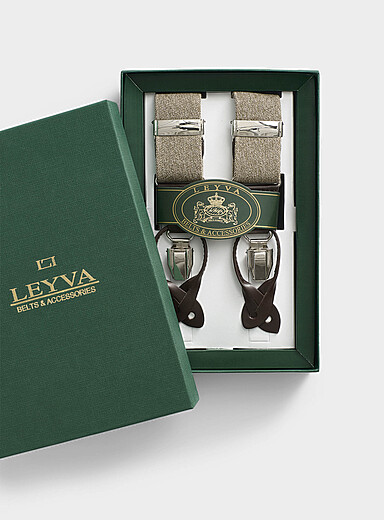 Brown heathered suspenders