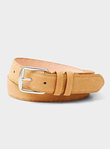 Leyva: La ceinture cuir grenu sable Sable pour homme