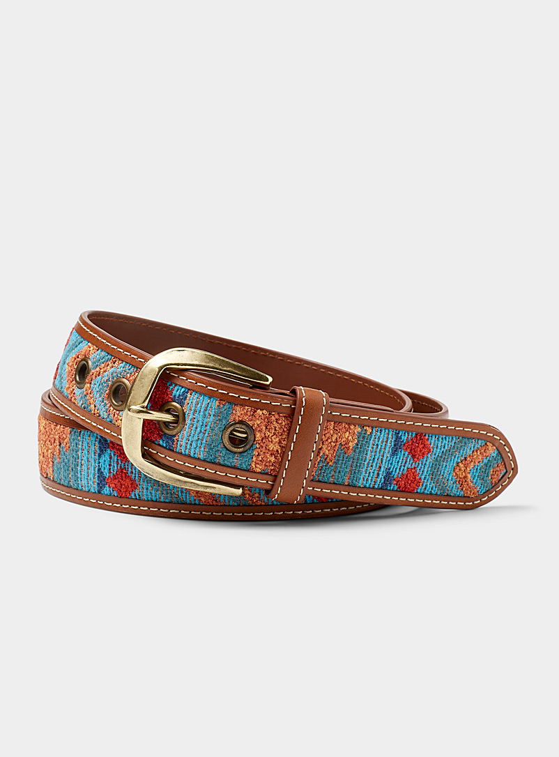 Le 31 Assorted Geo pattern leather belt for men