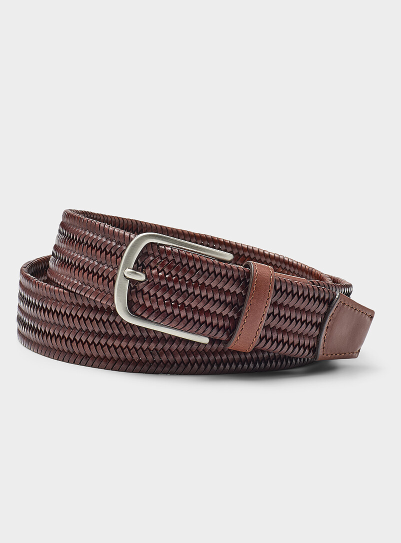 Stretchy woven leather belt product image (primary)