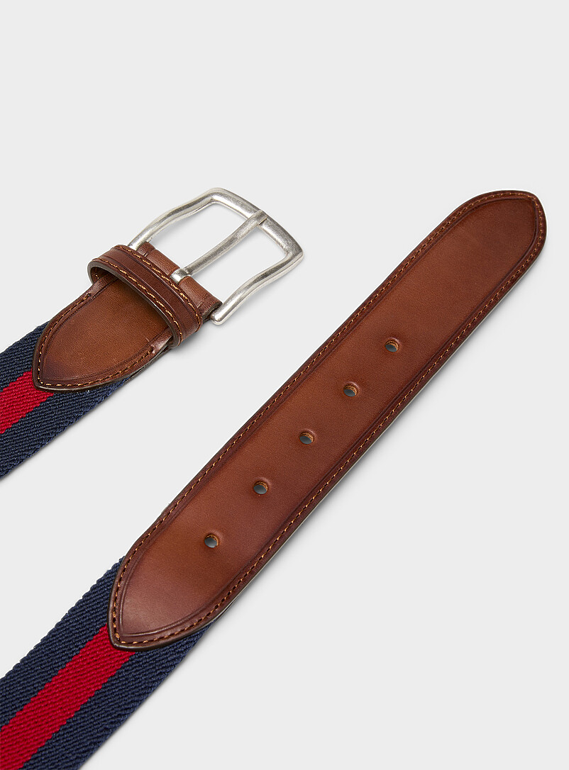 Striped elastic and leather belt product image 2