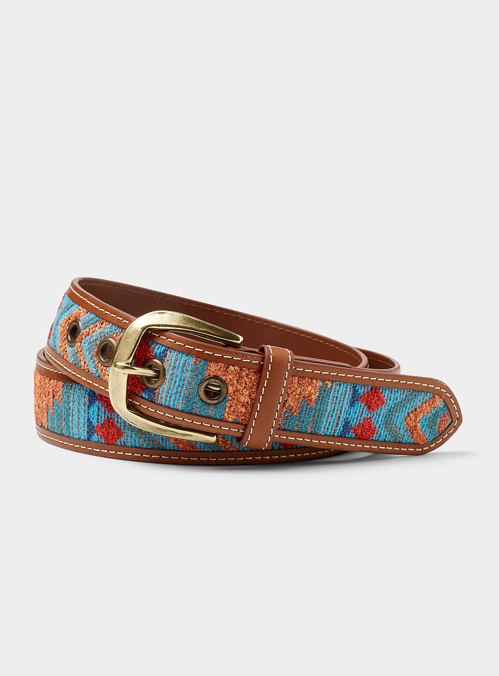 Le 31 Geo Pattern Leather Belt In Assorted