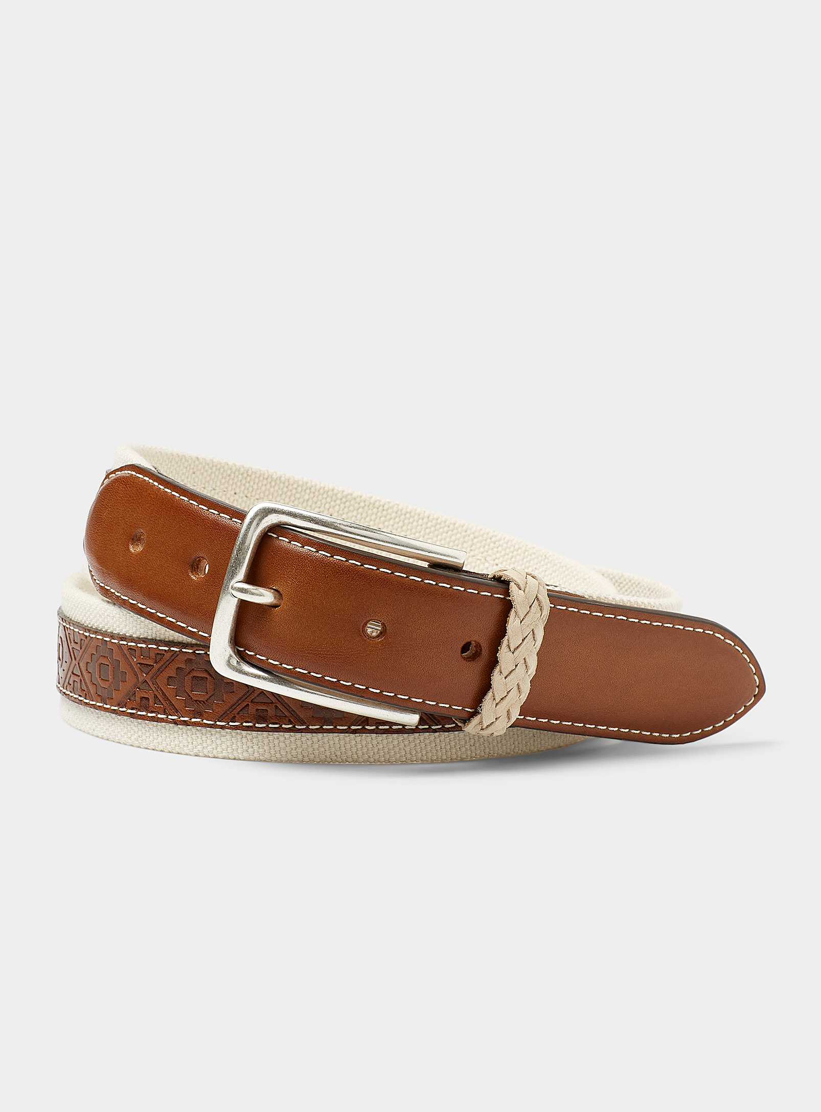 Le 31 Geo Leather Woven Belt In Brown