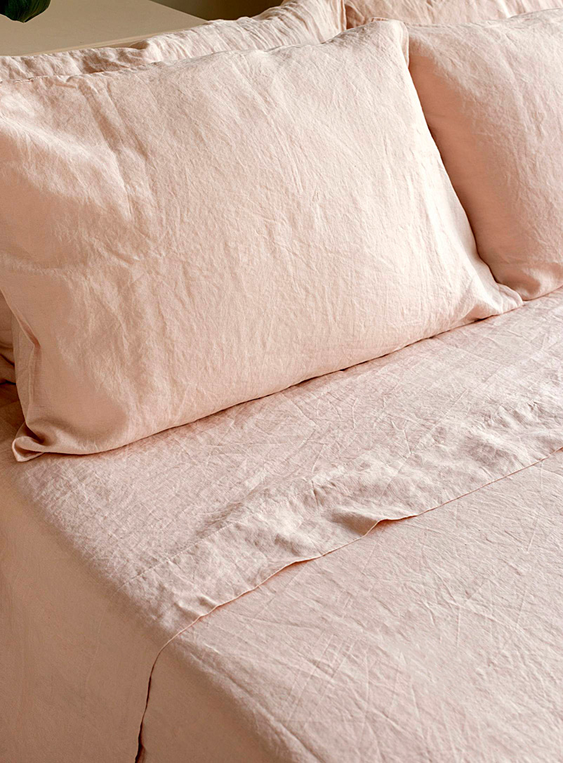 Wilet Dusky Pink Light pure pre-washed linen bedsheet set