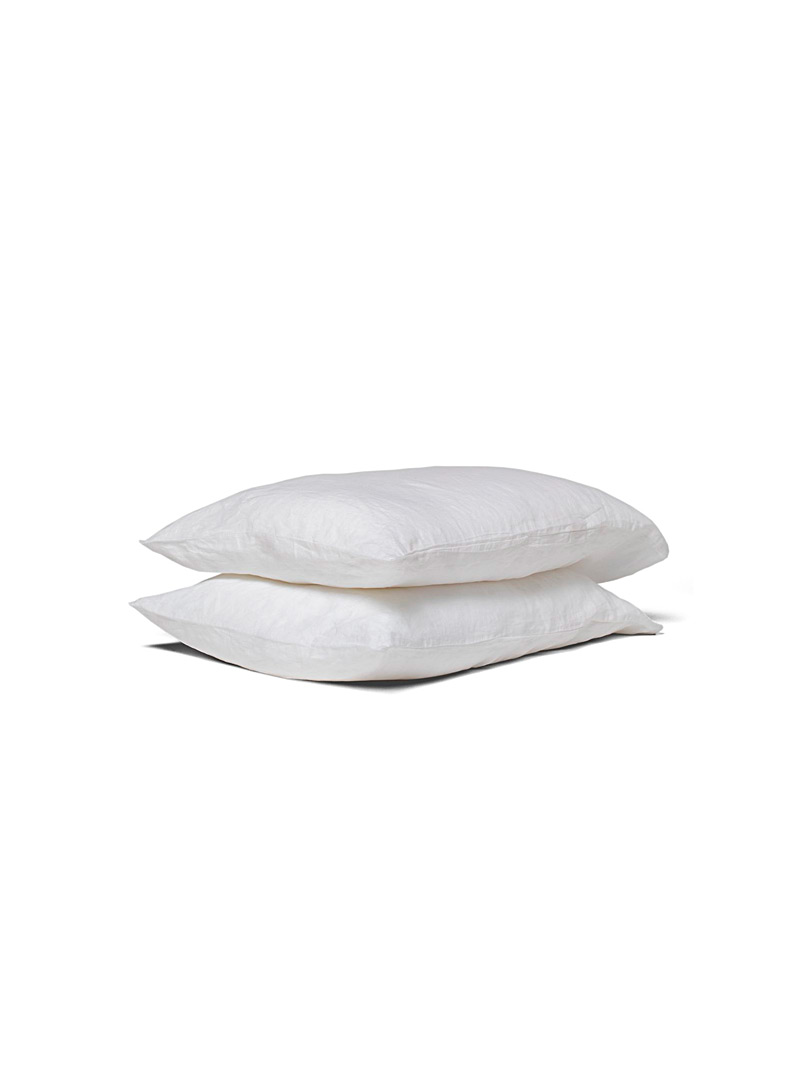 Wilet White Pre-washed pure linen pillowcases Set of 2
